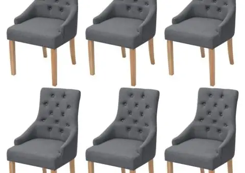 Scaune de sufragerie, 6 buc., gri închis, material textil - 1/5