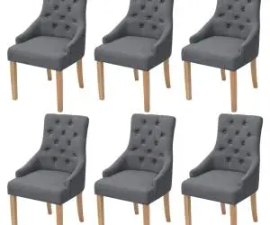 vidaXL Scaune de sufragerie, 6 buc., gri închis, material textil