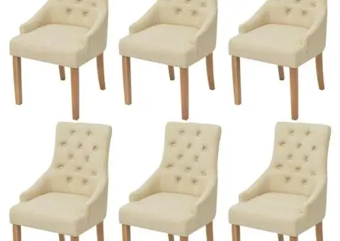 Scaune de sufragerie, 6 buc., crem, material textil - 1/5