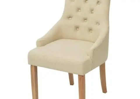 Scaune de sufragerie, 6 buc., crem, material textil - 2/5