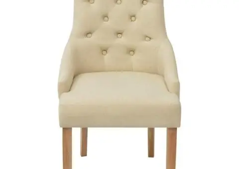 Scaune de sufragerie, 6 buc., crem, material textil - 3/5