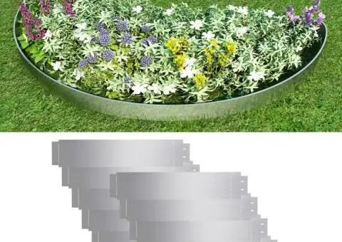 Gard de gazon, 10 buc., 100 x 20 cm, oțel galvanizat - 1/5