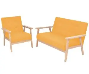 vidaXL Set cu canapea, 2 piese, material textil, galben