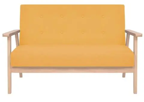 Set cu canapea, 2 piese, material textil, galben - 3/5