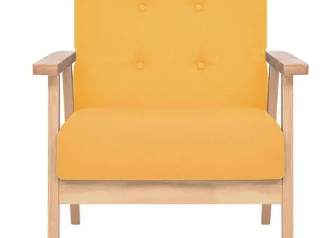 Set cu canapea, 2 piese, material textil, galben - 5/5