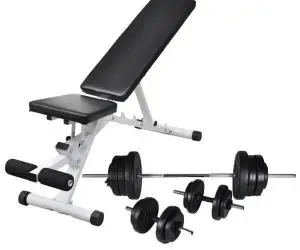 vidaXL Bancă de antrenament cu set de haltere și gantere, 60,5 kg
