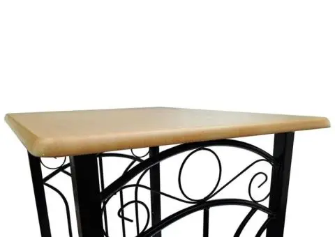 Set masă și scaune de bar, 3 piese, lemn și oțel - 5/5