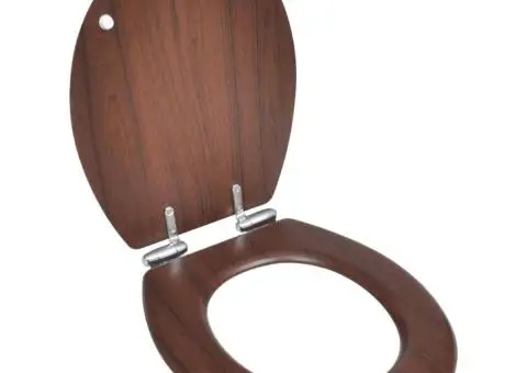 Scaun toaletă capac cu închidere silențioasă 2 buc. maro MDF - 3/5