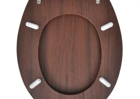 Scaun toaletă capac cu închidere silențioasă 2 buc. maro MDF - 5/5