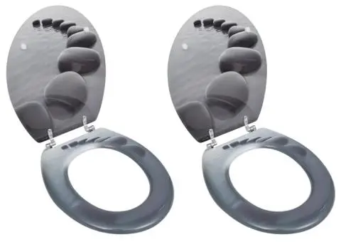 Capace WC, 2 buc., MDF, model pietre - 1/5