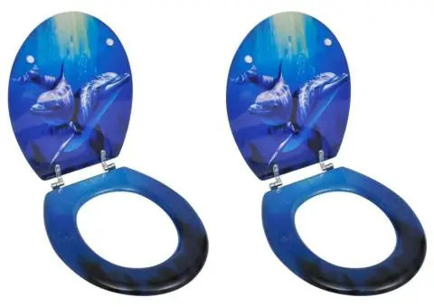 Capace WC, 2 buc., MDF, model delfini - 1/5