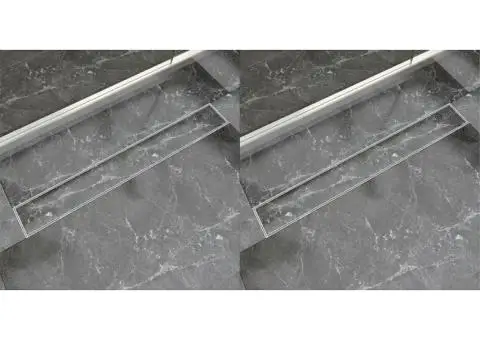 Rigolă liniară de duș, 2 buc., 830 x 140 mm, oțel inoxidabil - 1/5
