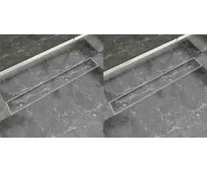 vidaXL Rigolă liniară de duș, 2 buc., 830 x 140 mm, oțel inoxidabil