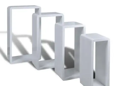 Rafturi cub de perete, 8 buc., alb - 3/5