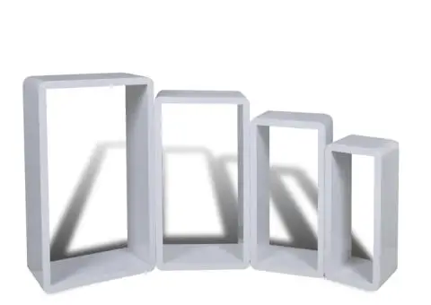 Rafturi cub de perete, 8 buc., alb - 4/5