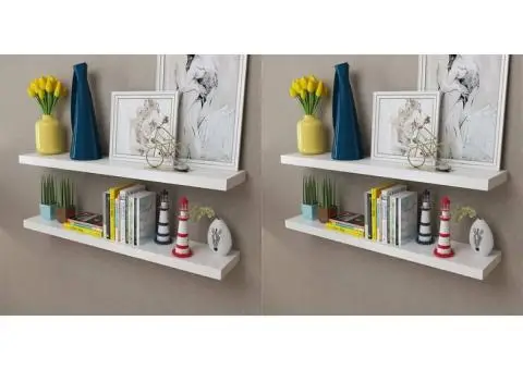 Rafturi de perete, 4 buc., alb, 100 cm - 1/5