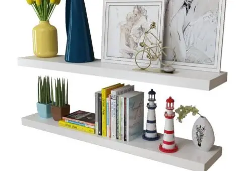 Rafturi de perete, 4 buc., alb, 100 cm - 3/5