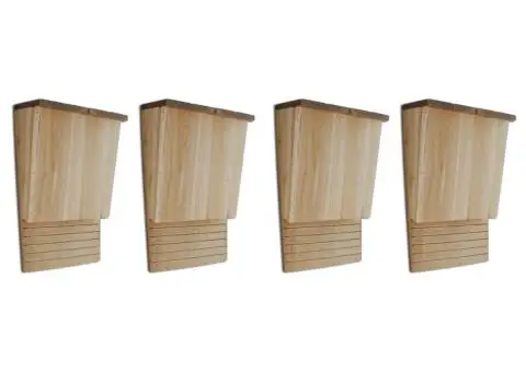 Căsuțe de lilieci, 4 buc., 22 x 12 x 34 cm, lemn - 1/5