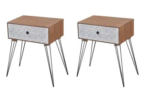 Noptiere cu sertar, 2 buc., maro - 2/5