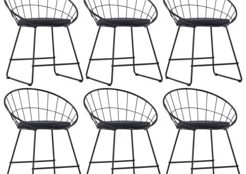 Scaune bucătărie, șezut din piele ecologică, 6 buc. negru, oțel - 1/5