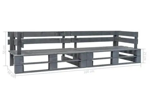 Canapea de grădină cu 2 locuri din paleți, gri, lemn - 3/3