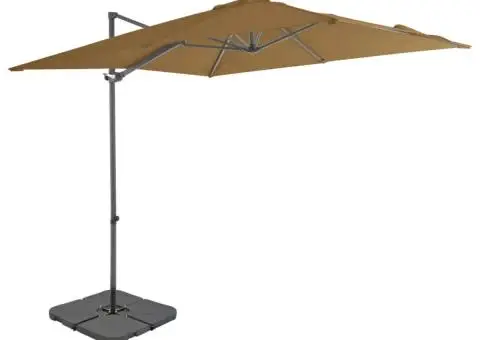 Umbrelă de soare de grădină, bază portabilă, taupe - 1/5