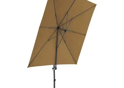 Umbrelă de soare de grădină, bază portabilă, taupe - 3/5