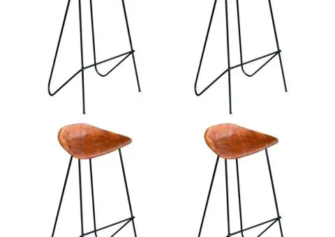 Scaune de bar, 4 buc., maro, piele naturală - 1/5