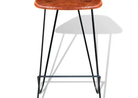 Scaune de bar, 4 buc., maro, piele naturală - 3/5