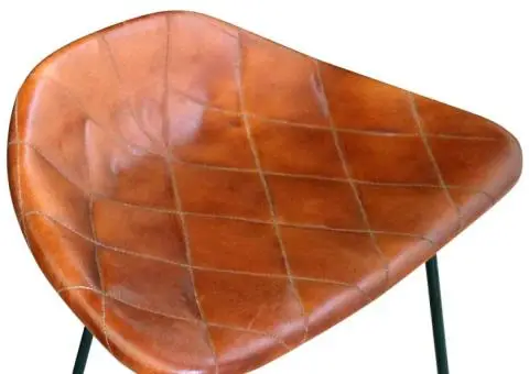 Scaune de bar, 4 buc., maro, piele naturală - 4/5