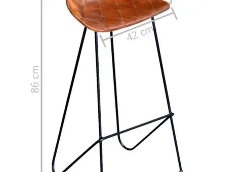 Scaune de bar, 4 buc., maro, piele naturală - 5/5