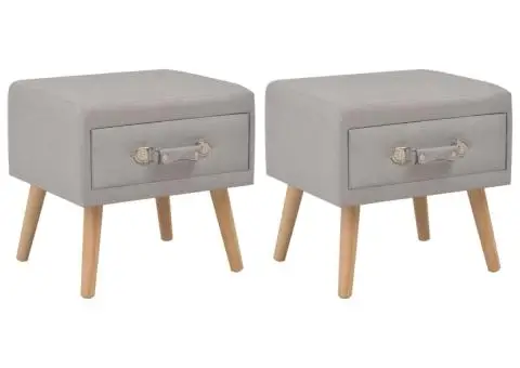 Noptiere, 2 buc., gri, 40 x 35 x 40 cm, textil - 1/5