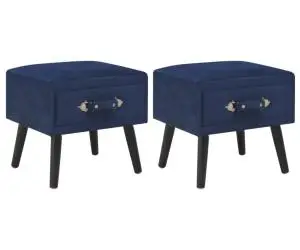 vidaXL Noptiere, 2 buc., albastru, 40 x 35 x 40 cm, catifea
