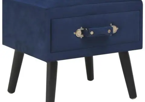 Noptiere, 2 buc., albastru, 40 x 35 x 40 cm, catifea - 2/5