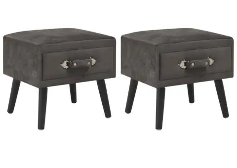 Noptiere, 2 buc., gri, 40 x 35 x 40 cm, catifea - 1/5