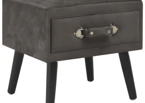 Noptiere, 2 buc., gri, 40 x 35 x 40 cm, catifea - 2/5