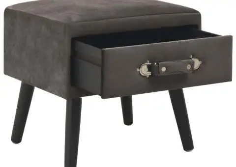 Noptiere, 2 buc., gri, 40 x 35 x 40 cm, catifea - 3/5