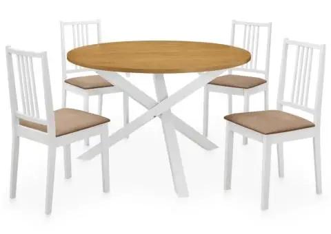 Set de mobilier de bucătărie, 5 piese, alb, MDF - 1/5