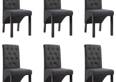Scaune de sufragerie, 6 buc., gri închis, material textil - 1/5