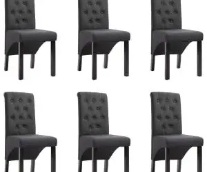 vidaXL Scaune de sufragerie, 6 buc., gri închis, material textil