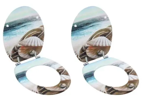 Capace WC, 2 buc., MDF, model scoică - 1/5