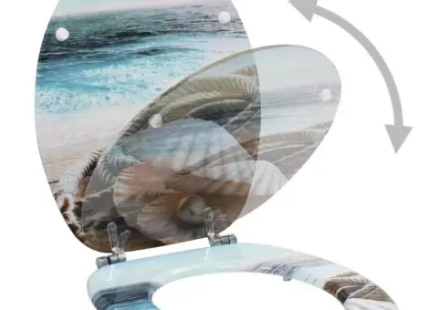 Capace WC, 2 buc., MDF, model scoică - 3/5