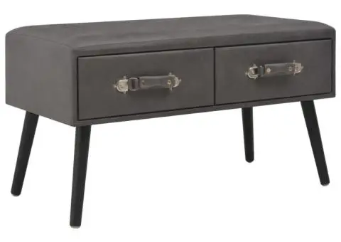 Bancă cu sertare, gri, 80 cm, piele ecologică - 1/5