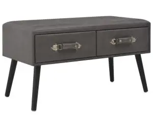 vidaXL Bancă cu sertare, gri, 80 cm, piele ecologică