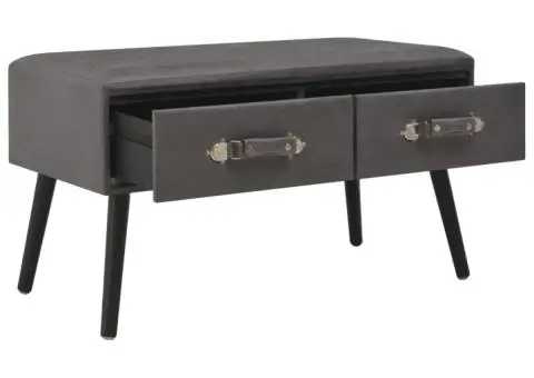 Bancă cu sertare, gri, 80 cm, piele ecologică - 2/5