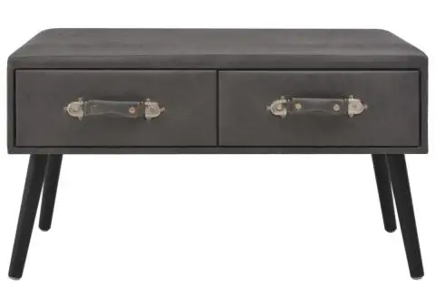 Bancă cu sertare, gri, 80 cm, piele ecologică - 3/5