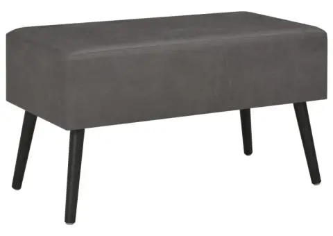 Bancă cu sertare, gri, 80 cm, piele ecologică - 4/5