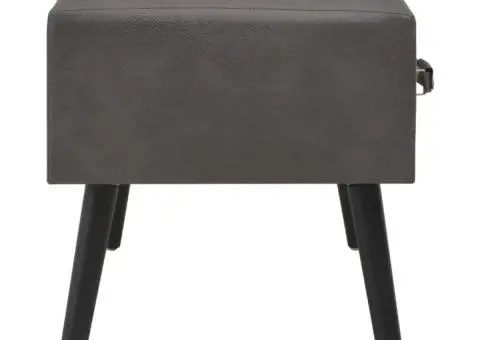 Bancă cu sertare, gri, 80 cm, piele ecologică - 5/5