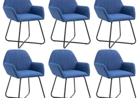 Scaune de sufragerie, 6 buc., albastru, material textil - 1/5