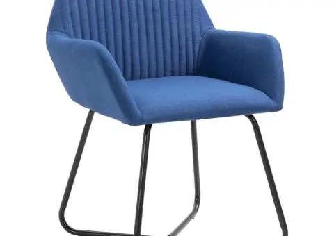 Scaune de sufragerie, 6 buc., albastru, material textil - 2/5